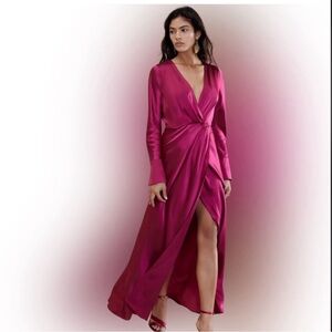 Fuchsia Asymmetrical Wrap Gown